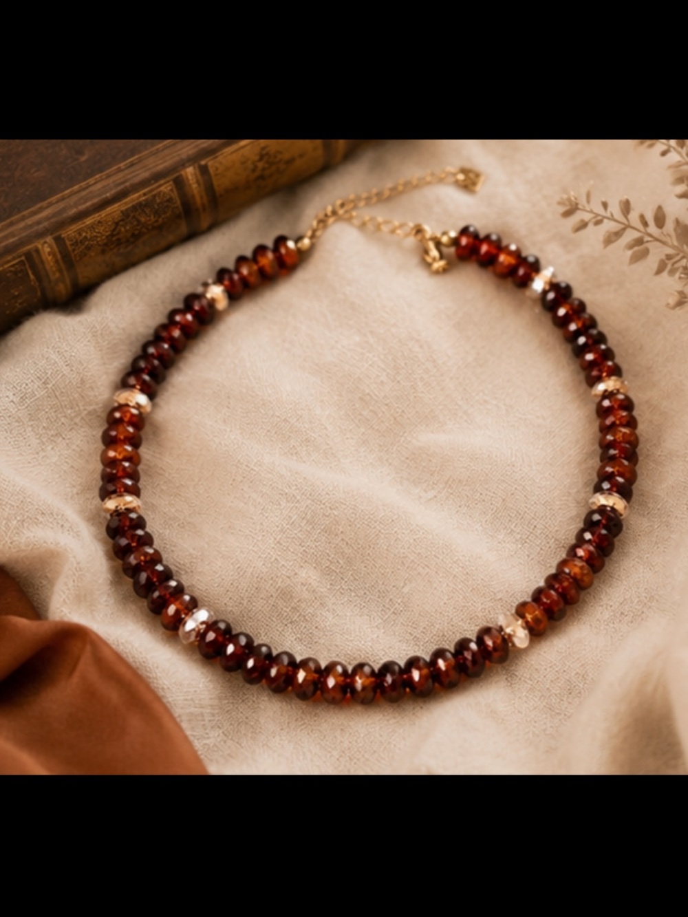 Vintage style Cookie Lee Amber and Gold Faceted Bead Necklace